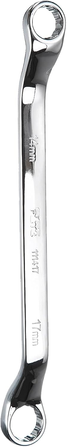 HARFINGTON 45 Degree Offset Box End Wrench 14mm x 17mm Metric 12 Point Mirror Chrome Plated CR-V Steel Double Box Wrenches Long Industrial Grade Torx Box Wrench Repair Tool