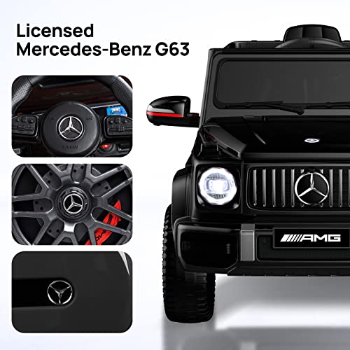 Anpabo Licensed Mercedes-Benz G63 Car For Kids, 12V Ride On Car W/Parent Remote Control, Low Battery Voice Prompt, Led Headlight, Music Player & Horn, Soft Start, Kids Electric Vehicle, Black #TOP1