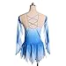 JRUIA Girls Figure Ice Skating Dress Long Sleeve Gradient Competition Performance Women's Rhythmic Gymnastics Leotard,Blue,XL