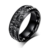 shiYsRL Exquisite Jewelry Ring Love Rings Unisex Black 2-Row Rhinestone Stainless Steel Wedding Band Ring US Size 7-12 Wedding Band Best Gifts for Love with Valentine's Day - Black 10