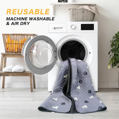 Image of Washable Pee Pads for Dogs, 2 Pack Reusable Puppy Pads, Waterproof Pet Pee Pads for Dog Potty Training, Extra Large Dog Pee Pads for Crate, Playpen, and Whelping, Durable and Absorbent, Gray 24 inchx48 inch