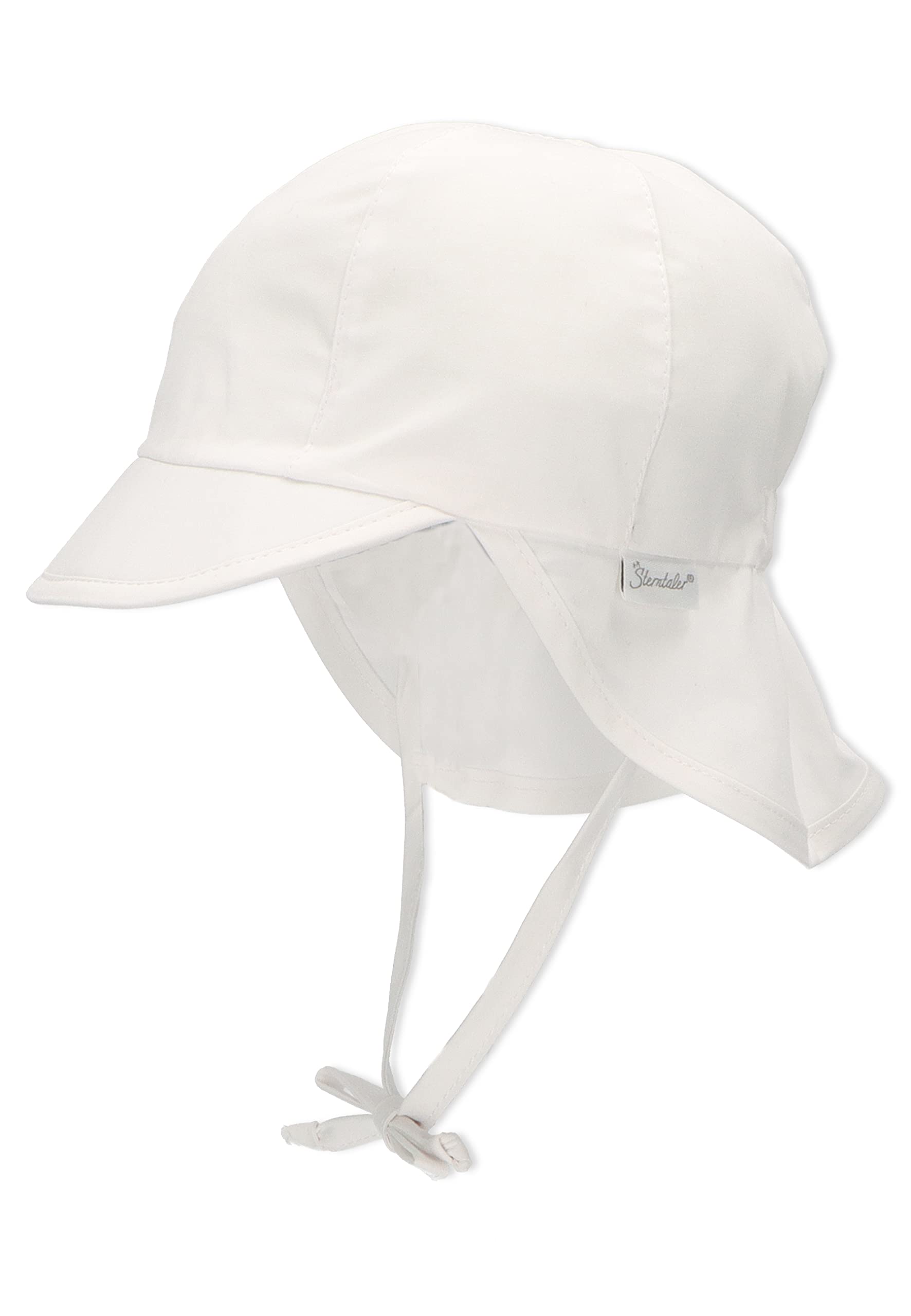 Sterntaler Gorro unisex con visera y protector de cuello, Con cintas, Edad: 5-6 meses, Tamaño: 43, Blanco