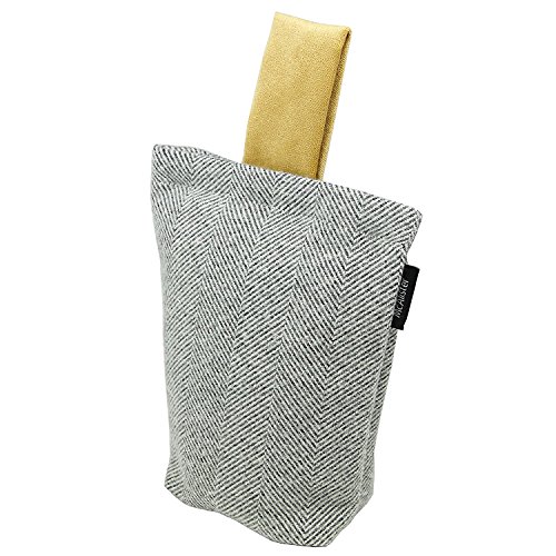 McAlister Textiles Unfilled Herringbone Fabric Doorstop Grey & Ochre Decorative Doorstopper for All Doors Home Accessory & House Warming Gift 22x17 cm (8x7 Inches) -  U02K11C08I53092