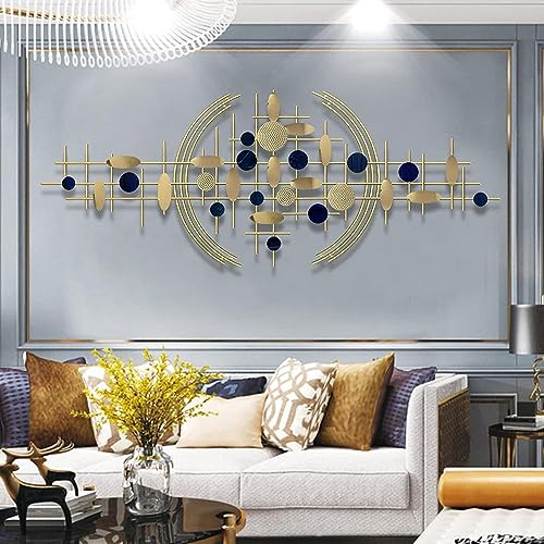 Image of ULTRA SHINE HOME DECOR Modern 3D Creative Rounds & Lines Metal Wall Art Geometric for Home Decoration, Bedroom, Living Room, Hotel & Restaurant Decor (50 x 24 Inch)