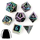 Dungeons and Dragons Metal Dice Set DND 7Pieces Solid Dice with Gift Dice Bag for D&D Pathfinder...