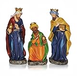 Genérico Set Reyes Magos 15 cm para Belén Navideño – Figuras de Resina Premium | Melchor, Gaspar y Baltasar | Detalle Tradicional para Decoración de Navidad | Acabado Realista y Colores Vibrantes