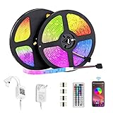 【Controlado por control remoto o APLICACIÓN】 La tira de LED es controlada no solo por el control remoto, sino también por la aplicación HappyLighting. Compatible con todo tipo de smartphones (Android e iOS). Una aplicación fácil de usar en su teléfono inteligente que puede usarse para cambiar colores y efectos de iluminación. La distancia de control alcanza los 10 metros.