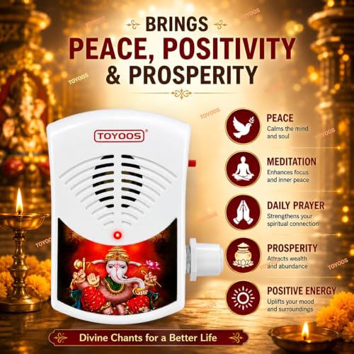 Image of 35-in-1 Mantra Chanting Box with LED Light | Om Chanting Machine for Home Temple | Hindu Devotional Speaker with Volume Control | Plug & Play Spiritual Audio Player for Prayer