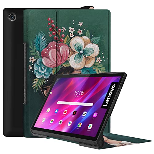 SwooK Pu Leather Flip Case Cover with Auto Wake&Sleep for Lenovo Yoga Tab 11 (Yt-J706F) 11 Inch Tablet (Gouche Lady) Multi-Coloured