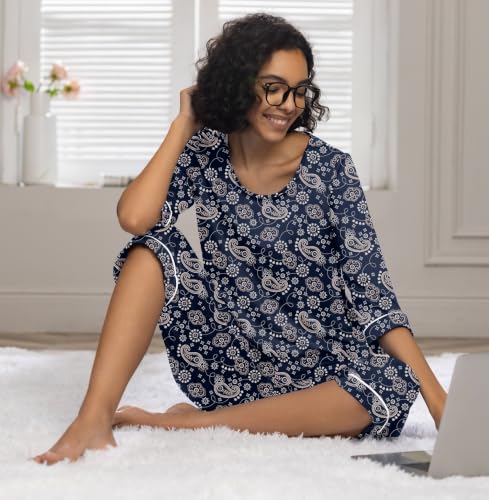 Image of PrinStory Womens Pajama Sets Capri Pjs Soft Lounge Sets XS-4XL