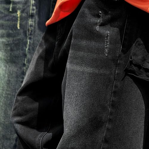 Men Loose Casual Hip-Hop Baggy Jeans Classic Vintage Straight Street Jean Trouser Summer Solid Washed Denim Pants3
