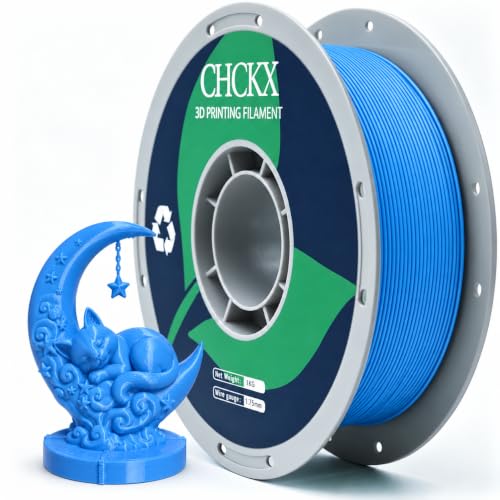 CHCKX PETG 3D Printer Filament, Dimensional Accuracy +/- 0.03mm, 1kg Spool, 1.75mm, Fit for Most 3D Printer, Blue