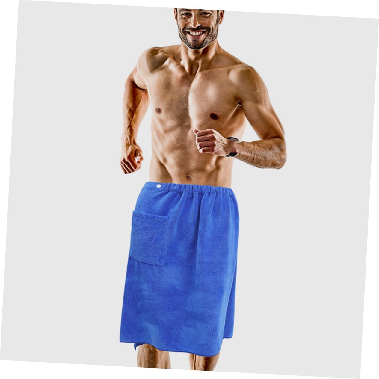 SOLUSTRE Body Towel Wrap for Boys Lightweight Absorbent Coral Fleece Bathrobe with Button Closure for Beach Shower Sauna Compact