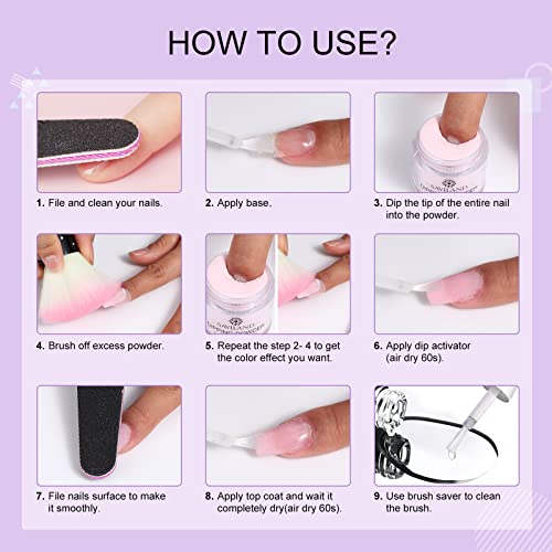 SAVILAND Zestaw płynu do lakierowania paznokci: 11 szt. Ultimate Nail Dip System Essentials Liquid Duża pojemność Base Activator Top Coat Saver Dip Powder