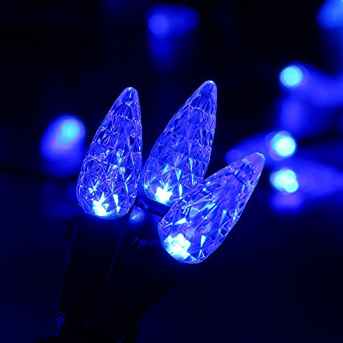 Brizled Upgrade Faceted C5 Led Christmas Lights, 100 Led 33Ft Mini String Lights, 120V Ul Certified, For Indoor And Outdoor Decoration, Patio And Christmas Tree, Blue #TOP6