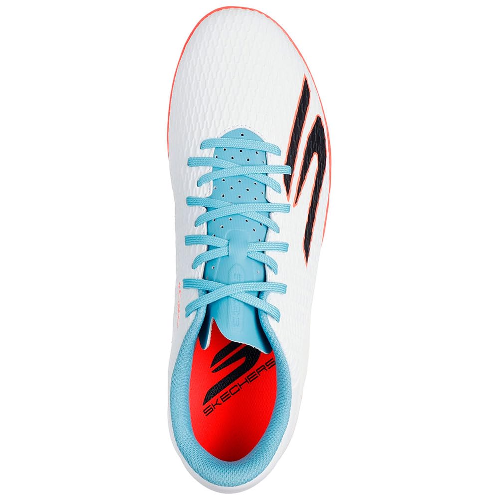 Skechers Męskie buty piłkarskie SKX_2 Club TF Turf, białe syntetyczne/turkusowe syntetyczne/różowe Tr, 40 EU