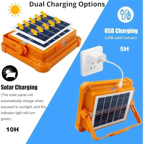 Image of CBK USB & Solar Rechargeable LED Flood Light - 336 LED's Portable & IP66 Waterproof Outdoor Light for Garden, Camping, Garage, and Emergency Use