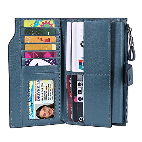 image for Itslife Women's RFID Blocking Large Capacity Luxury Wax Genuine Leathe