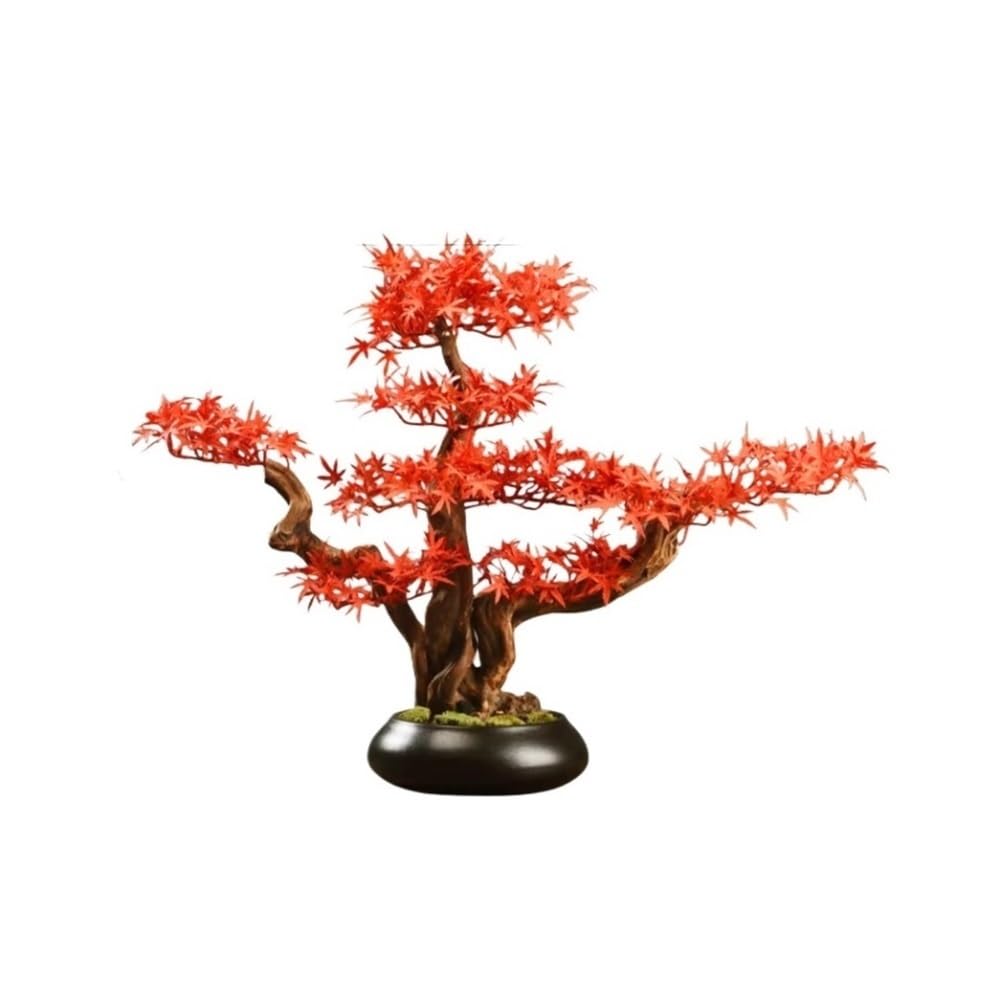 Albero Bonsai, Bonsai artificiale con vaso in ceramica, piante decorative di acero rosso finto for soggiorno, ufficio, sala da tè