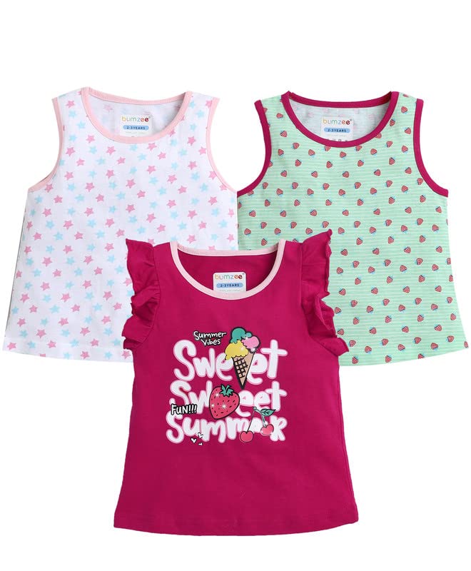 Image of BUMZEE Girl's Cotton Printed Regular Fit T-Shirt