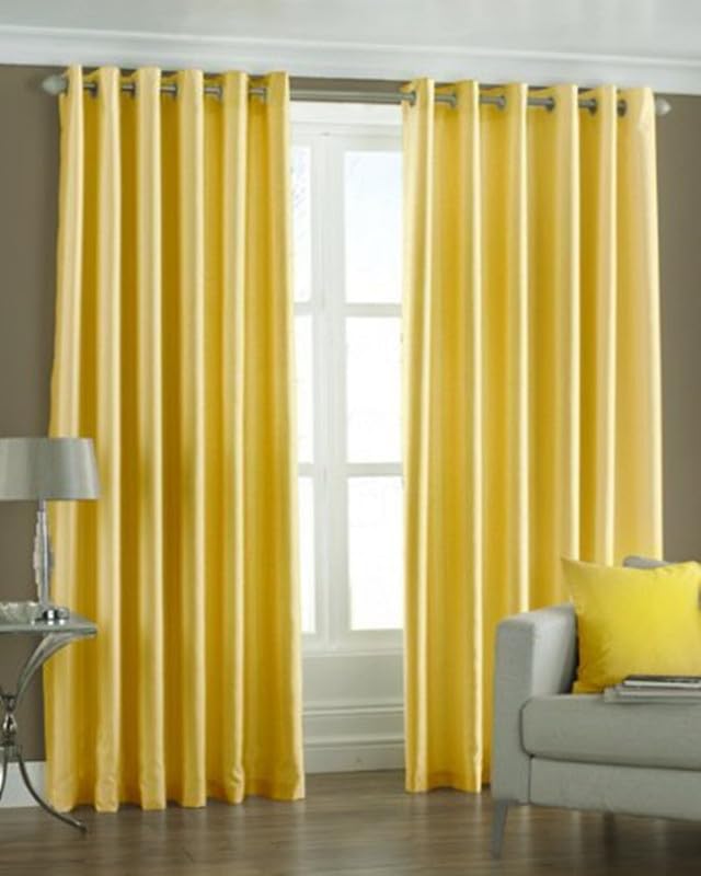 ELAM DECOR Heavy Polyester Fabric Plain Room Darkening Long Door for Curtain 9 Feet, Yellow, Pack of 4 Piece Curtains (B0D6VB8S6B) Amazon Price History, Amazon Price Tracker