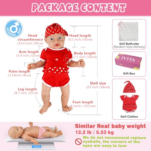 Muñeca Reborn de Silicona IVITA 16 pulgadas para Niñas miniatura 2