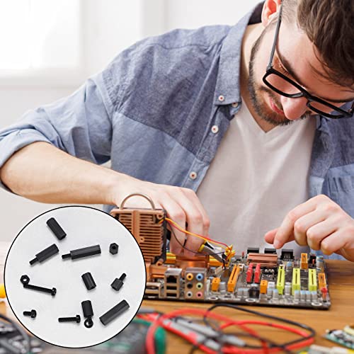310 Stück M3 Nylon Schraube Mutter Abstandshalter, Männlich Weiblich Schwarz Nylon Sechskantschraube Distanzhülsen Sortimentssatz für Platinen Mainnboard Reparatur Zubehör