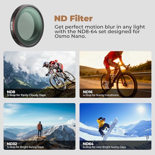 Freewell Standardowy zestaw filtrów dziennych do filtrów DJI Osmo Nano - ND8, ND16, ND32 i ND64
