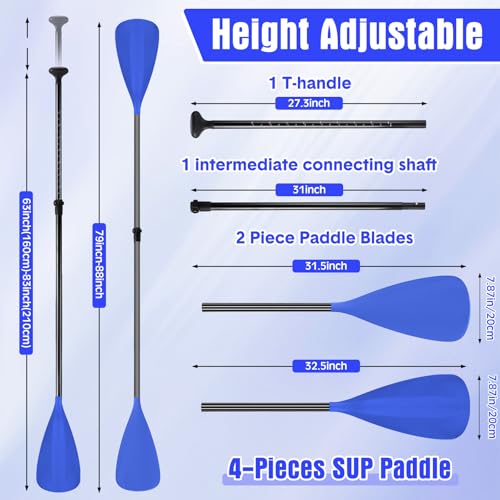 Seenelling 2 Set of 4 Pieces SUP Paddle Board Paddle Adjustable Lightweight Stand up 2 Use Oar for Paddleboard Kayak Boat Aluminum Alloy Shaft Detachable Floating Oars(Dark Blue) by Seenelling - Used condition - Image 2