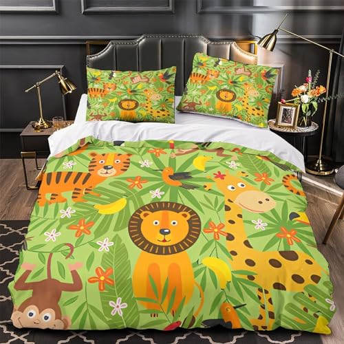 Funda nórdica 3D jungle con cremallera antiácaros de microfibra suave 200x200cm 4