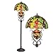 Produktbild 16 Zoll Tiffany-Art-Stehleuchte, Buntglas Grape Shade Fußboden-Licht Mit Nachtlicht, Antiquität Unter Standing Leselicht Halterung Für Schlafzimmer Wohnzimmer Table Set