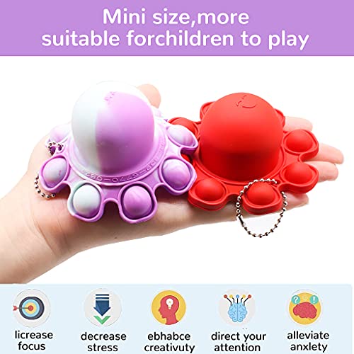 Image of PATPAT Double-Sided Bubble Fidget Toy Simple Dimple Reversible Octopus Colorful Rainbow Tie Dye Silicone Sensory Toys with Keychain Flip Relieve Stress Finger Toys Best Gift for Kids (Random Color)
