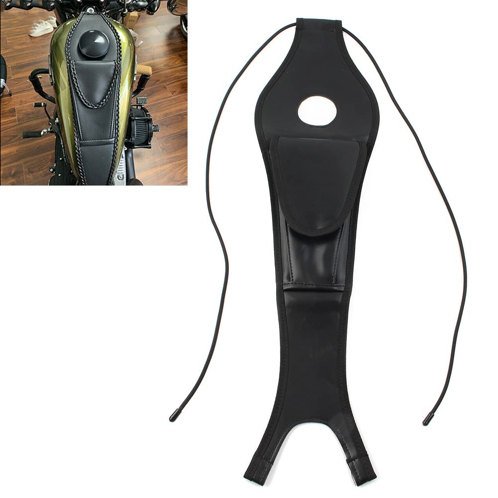Cnswee6 Motorcycle PU Leather Fuel Tank Bib W/Pouch Gas Tank Bag Storage Bag for Sportster XL883 XL1200 2004-Later with 4.5 gallon tank