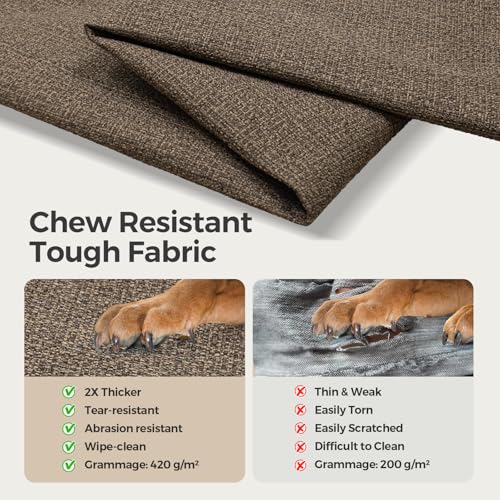 Image of 36 Inch Indestructible Dog Bed for Large Dogs, Waterproof Chew Proof Orthopedic Pet Mat for Crate with Machinne Wshable Cover, Great for Indoor Outdoor Use, Brown