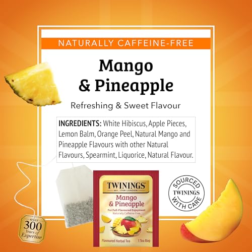 image for Twinings Mango & Pineapple Herbal Tea Individually Wrapped Bags, 20 Co