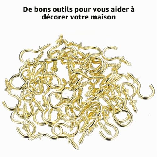 ZHENGYYUU 200 Pcs Crochet a Visser, Petits Crochets à Visser, Mini Crochets de Plafond, Piton à Visser Vis à Crochet Plafond pour Suspendre Tasses Lampes Clés Plantes Intérieur Extérieur (Noir) – vue 4