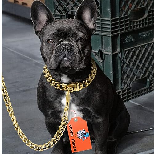 Image of Golden Heavy Weight Diamond Cut (Medium) Dog Gold Chain 160 cm (Golden)