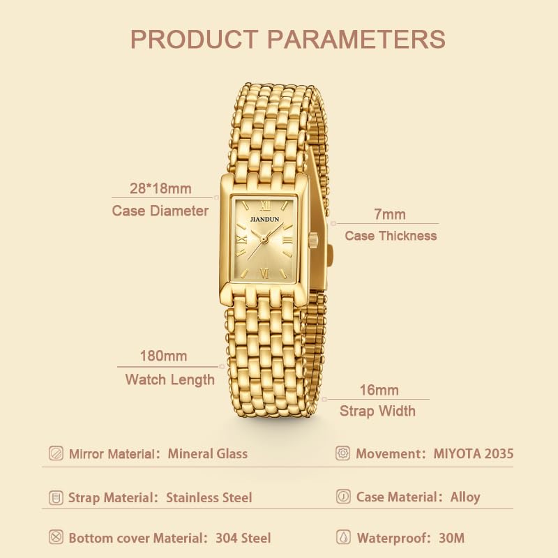 JIANDUN Petite Watches for Women Vintage Ladies Quartz Wrist Watches Stainless Steel Band Womens Watch Luxury Bracelet Tools Included4