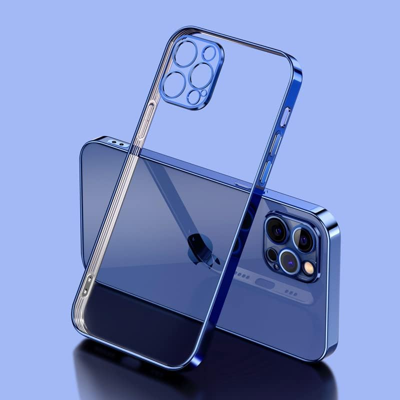 Miniatura 6 de Funda chapada para iPhone 15 Pro de 6.1 pulgadas, parte trasera transparente de TPU lindo marco galvanizado de lujo transparente con protector de