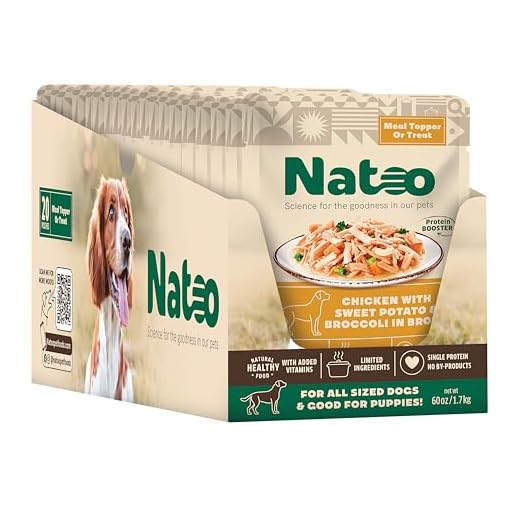NATOO Dog Food Topper for Picky Eaters & Dog Treat (Chicken with Sweet Potato & Broccoli), Dog Toppers for Dry Food, Wet Meal Toppers for Dogs & Puppies, Limited Ingredient Dog Food, 3 oz (Case of 20)