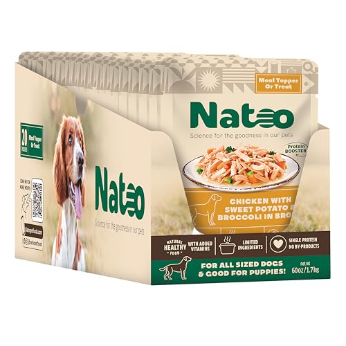 Image of NATOO Chicken, Sweet Potato & Broccoli Dog Food Topper, 3 oz, 20 Pack | For Picky Eaters, Wet Meal Topper for Dry Food, Limited Ingredient, Suitable for Dogs & Puppies, Case of 20