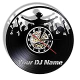 KELITINAus Wanduhr Hängen Nachtlampe 7 Farbe Quarz Silent Dj Modern Film Quarz Remote Hintergrundbeleuchtung Cd Design Wohnkultur Für Kid Freund Erwachsene 12 Zoll - Keine Led,12 Zoll Mit Led.