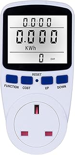 Andoer Electricity Usage Monitor Socket Tester LCD Display Electricity Usage Power Meter Socket Energy Watt Volt Amps Wattage KWH Consumption Analyzer Monitor Outlet-with Backlight AC230V~250V