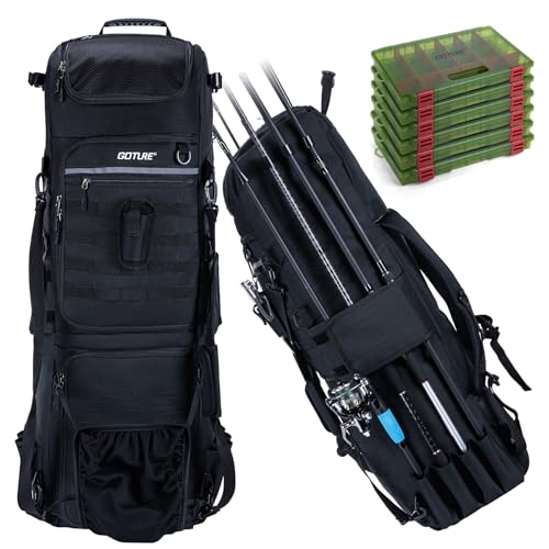 Goture Mochila Grande para Pesca de 61L, 3 Capas con 6 Cajas de Tackle Incluidas miniatura 2