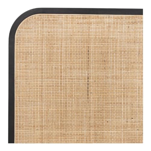Image of Perk Rattan King Size Bed for Bedroom | Non Storage Cot for Hotel Room | Mango Wood, Black Matt Finish | Mattress Size - 72 x 78 in | Assembly- DIY
