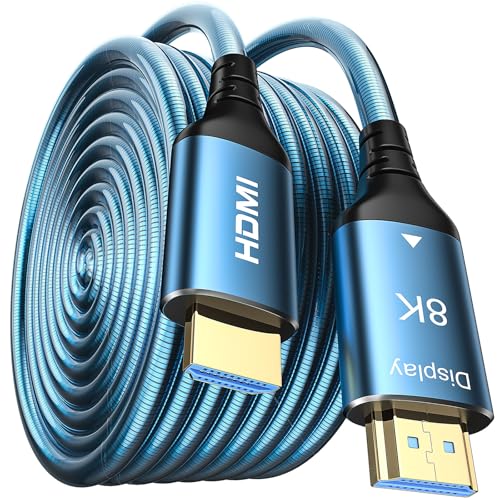 WTPGTI Cable de fibra óptica 8K HDMI 3 m, blindaje de acero, cable óptico HDMI 2.1 Ultra High Speed, 8K UHD, resistente a la presión y a prueba de ratón, para HDTV/proyector/cine en casa/TV Box