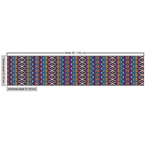 Image of Ambesonne Ethnic Fabric by The Yard, Colorful Composition with Triangles and Chevron Zigzags Mexican Culture Inspirations, Decorative Fabric for Upholstery and Home Accents, 3 Yards, Dark Purple