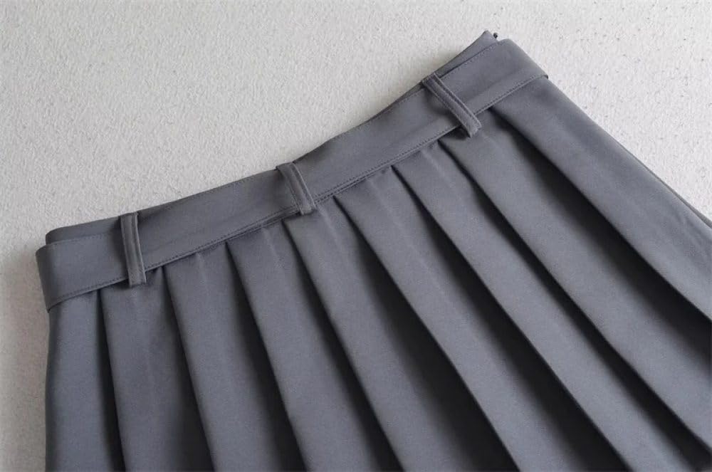 Cinturones Tirantes Faldas Cortas para Mujer Falda Plisada con cinturón para Mujer Falda pantalón Elegante Dulce con Cremallera Lateral de Color sólido para Mujer