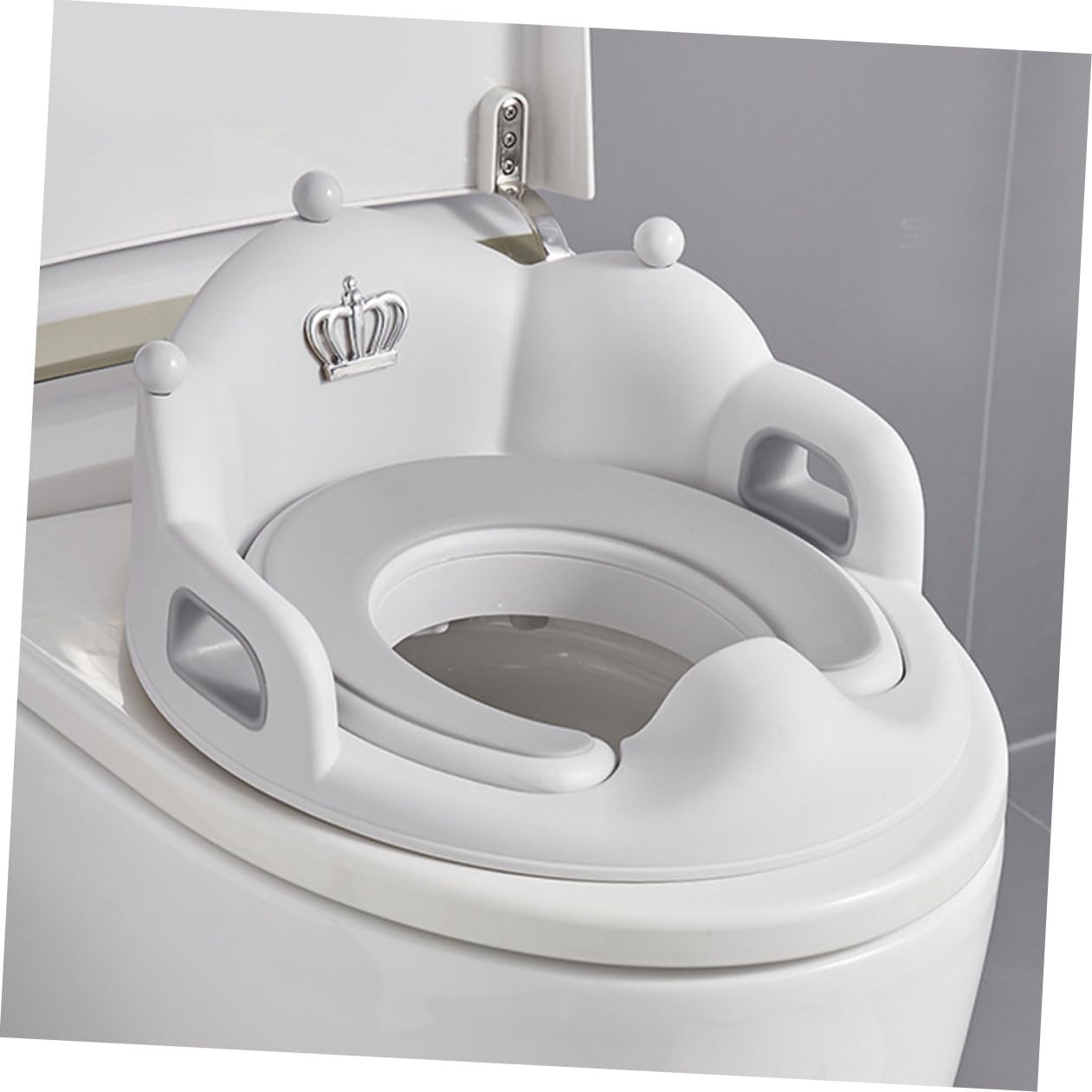 Asiento de Inodoro para Entrenamiento de Orinal Ñiño Gris Grande, Cojín Antideslizante Niñas, Funda Desmontable para Uso Doméstico, Asiento Cómodo para Retrete