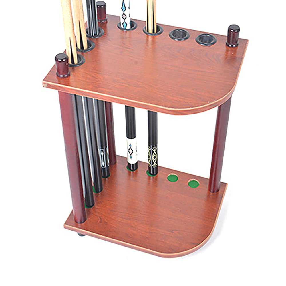 KPfaster Pool Stick Holder Floor Stand Billiard Holder Wood Rack Holds 7 Billiard Sticks